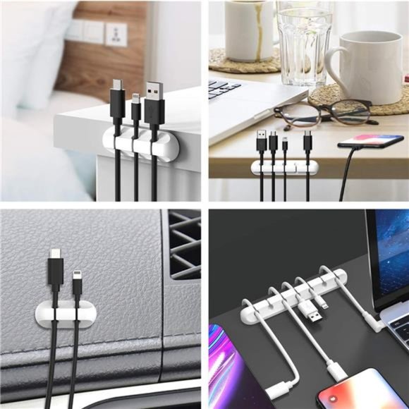 White Cable Clips, Cord Organizer Cable Management, Cable Organizers USB Cable - Picture 7 of 7